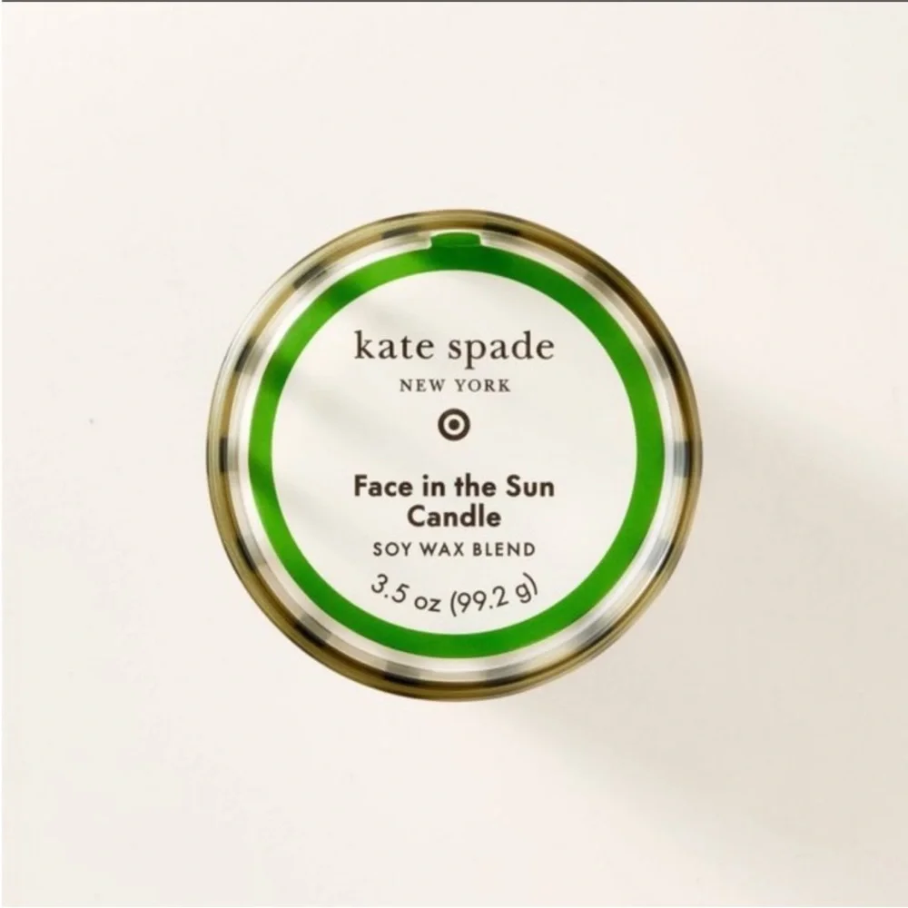 Kate spade x Target mini scented candle black striped jar 3.5oz face in the sun